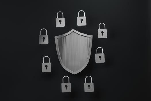3d rendering, a defense shield with technological background photo