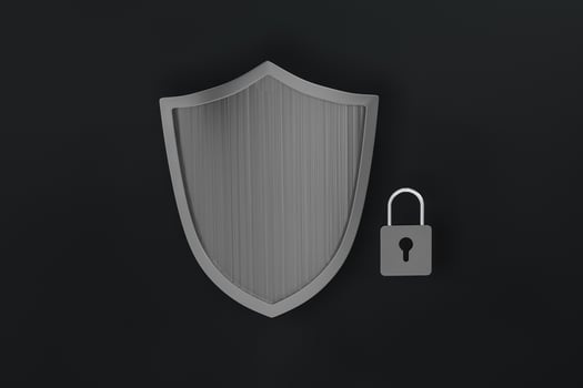 3d rendering, a defense shield with technological background photo