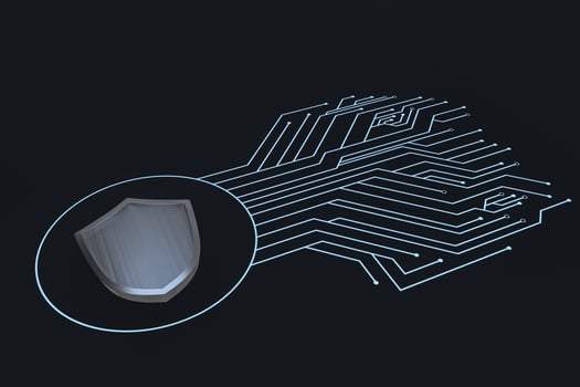 3d rendering, a defense shield with technological background photo
