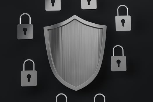 3d rendering, a defense shield with technological background photo