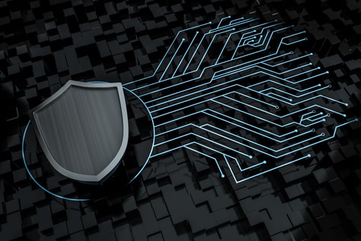 3d rendering, a defense shield with technological background photo