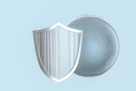 3d rendering, a defense shield with technological background photo