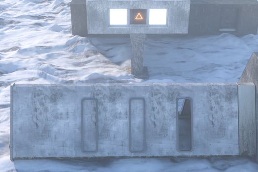Fantasy concrete tunnel building, triangle tunnel. 3d rendering. photo