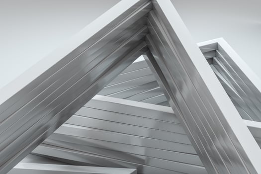 3d rendering, triangle metal framework, industrial background photo