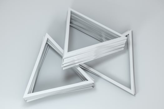 3d rendering, triangle metal framework, industrial background photo