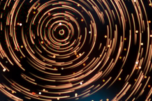 Particles revolves around its center with dark background, 3d rendering. photo