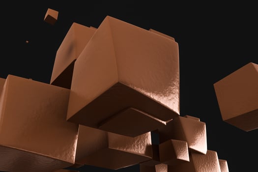 3d rendering, creative cubes with warped shape photo