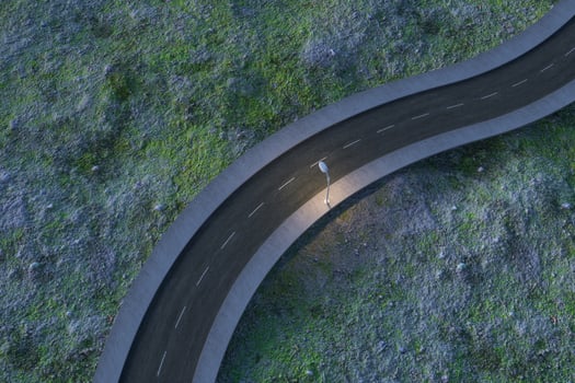 The waving road in the deserted suburbs, 3d rendering photo