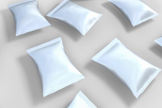 3d rendering, white packing bags with white background photo