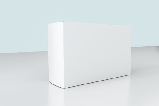 3d rendering, white packing boxes with white background photo