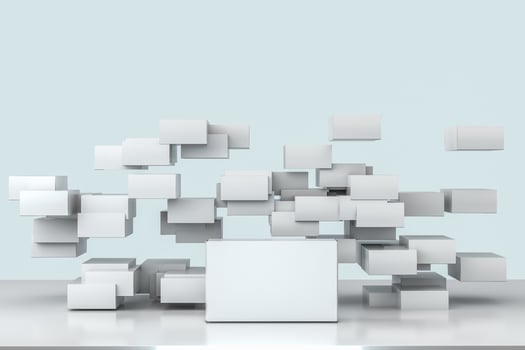 3d rendering, white packing boxes with white background photo