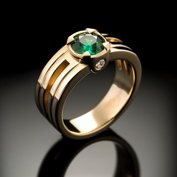 Photography of unique green emerald engagement ring design - AI Generative photo
