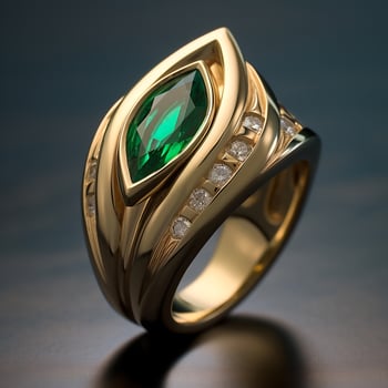 Photography of unique green emerald engagement ring design - AI Generative photo