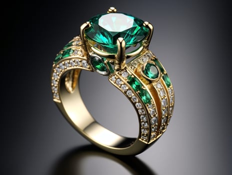 Photography of unique green emerald engagement ring design - AI Generative photo