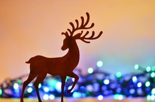 Christmas background with deer silhouette. photo