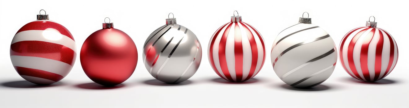 Christmas decoration balls on white background, christmas decoration. Generative AI photo
