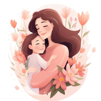 Happy mom and daughter illustration photo