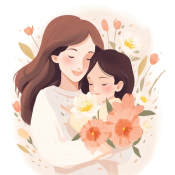 Happy mom and daughter illustration photo