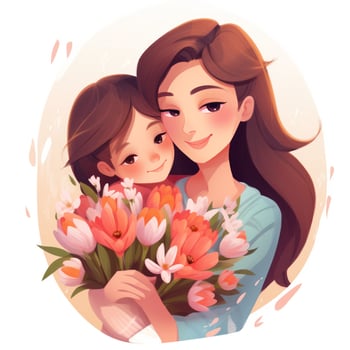 Happy mom and daughter illustration photo