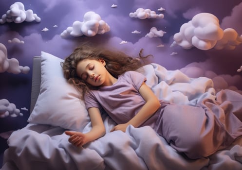 Baby girl sleeping in bed photo