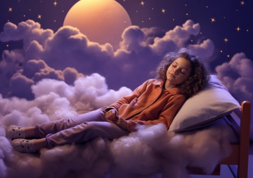 Baby girl sleeping in bed photo