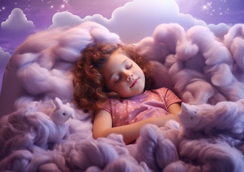 Baby girl sleeping in bed photo