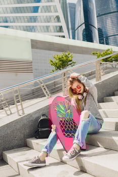 young hipster woman in street photo