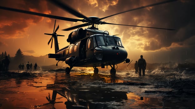 Military combat helicopter for war, aviation for combat operations photo
