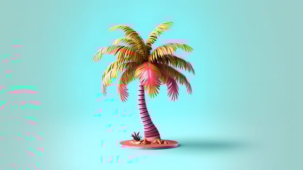 palm tree. coconut tree 3d on light pastel clean background. generative ai photo