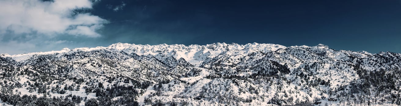 Snow mountains panorama landscape photo