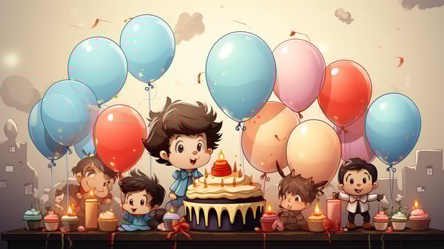 cartoon flat happy birth day photo