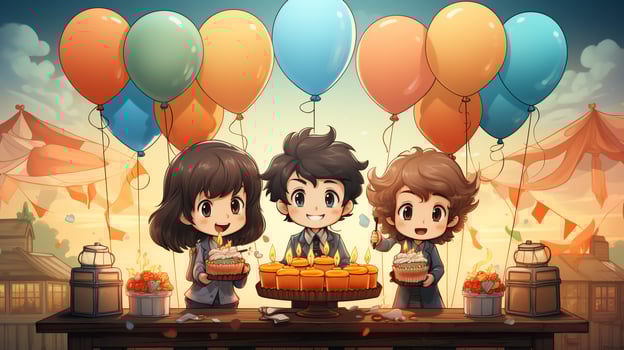 cartoon flat happy birth day photo