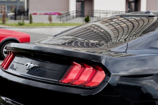 Minsk, Belarus, August 2023 - rear lights ford mustang. photo