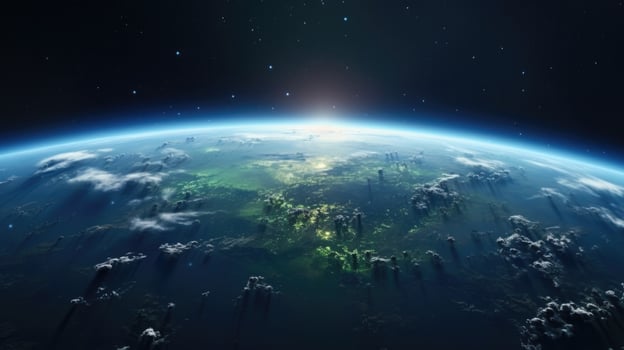 Beautiful view of the planet Earth from space. 3d illustration. AI Generative photo