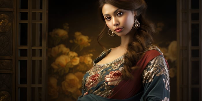 Pregnant beautiful Asian girl close-up. Generative AI photo