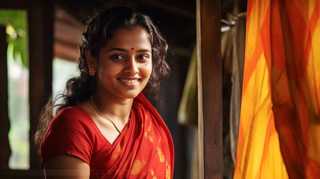 Beautiful young Indian woman in national clothes, smiling. photo