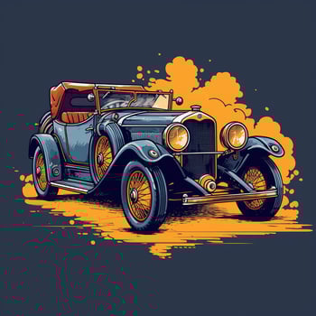 Vintage car. Hand drawn illustration with grunge effect. photo
