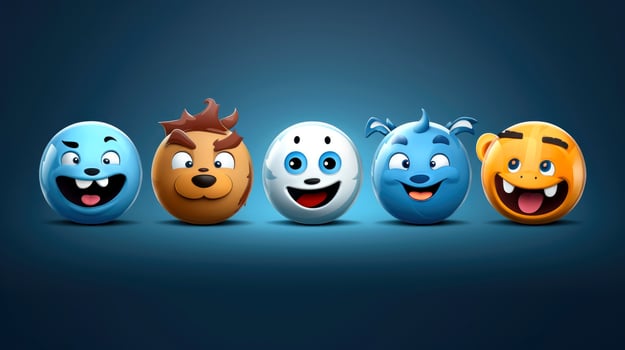 Set of animal faces, face emojis, stickers, emoticons,cartoon funny mascot characters face set, Generative AI illustration photo