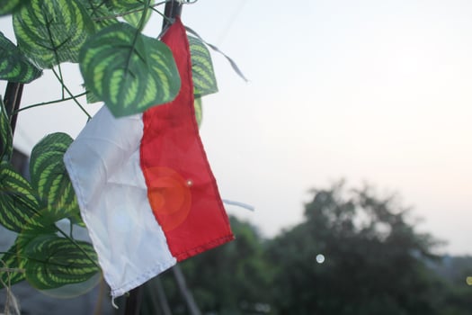 The beauty of the morning in Indonesia in summer, the sky is so bright colored by the sun. photo