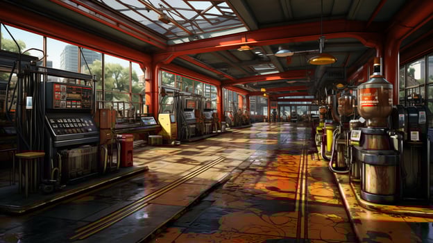 A modern filling station for refueling cars with gasoline, diesel or gas. AI generated photo
