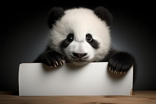 Panda holds sizable blank poster ready for creative storytelling AI Generated photo