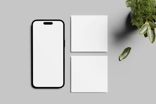 Smartphone and social media post mockup photo