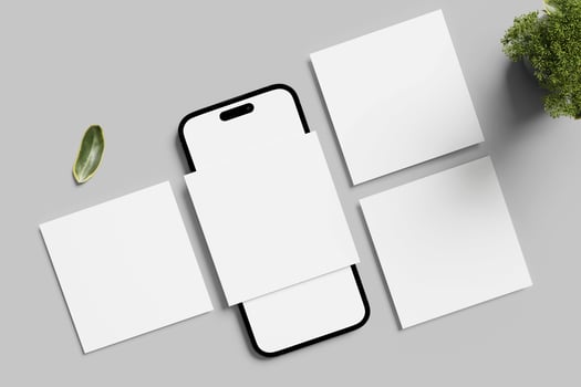 Smartphone and social media post mockup photo