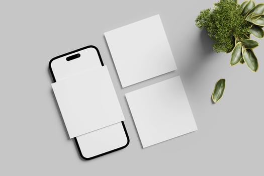 Smartphone and social media post mockup photo