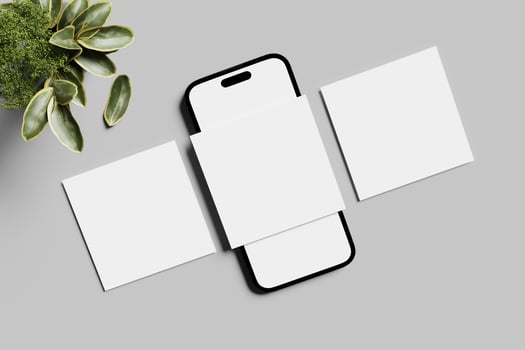 Smartphone and social media post mockup photo
