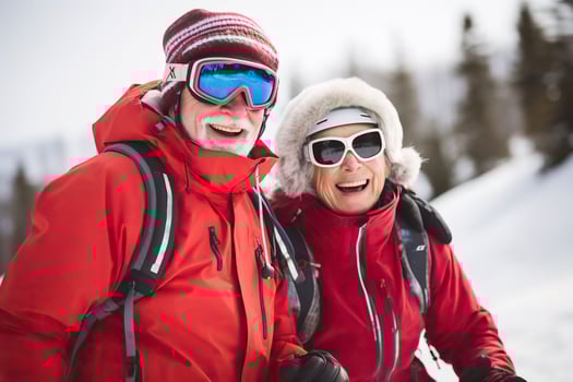 Elderly couple skiing. photo