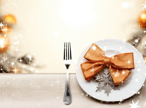 Beautiful Christmas table for holiday dinner photo