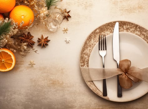 Beautiful Christmas table for holiday dinner photo
