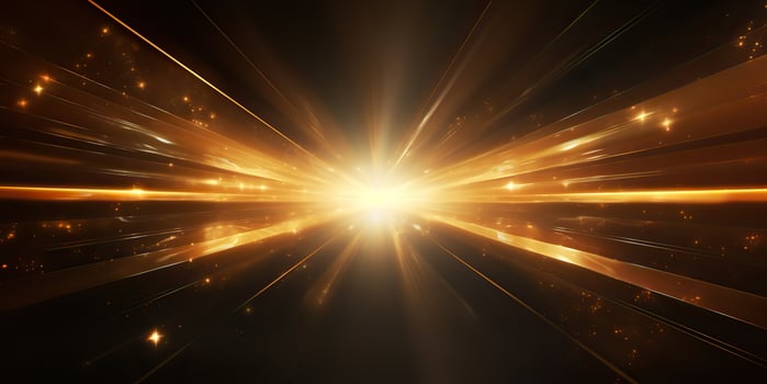 AI Generated. AI Generative. Sunshine light shine beam burst yellow color in dark black space galaxy background. Graphic Art photo