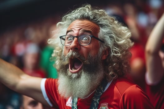 A crazy Portuguese football supporter celebrates. Ai generated pro photo